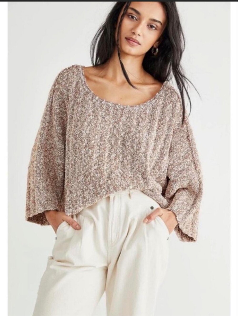 FREE PEOPLE Good Day Sweater Marled Chunky Knit Oversized Slouchy Boho Pullover - Picture 7 of 8